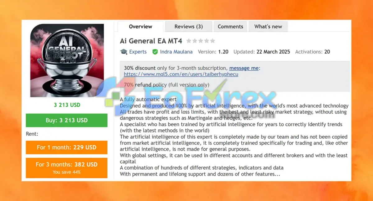 Ai General EA MT4 Overview