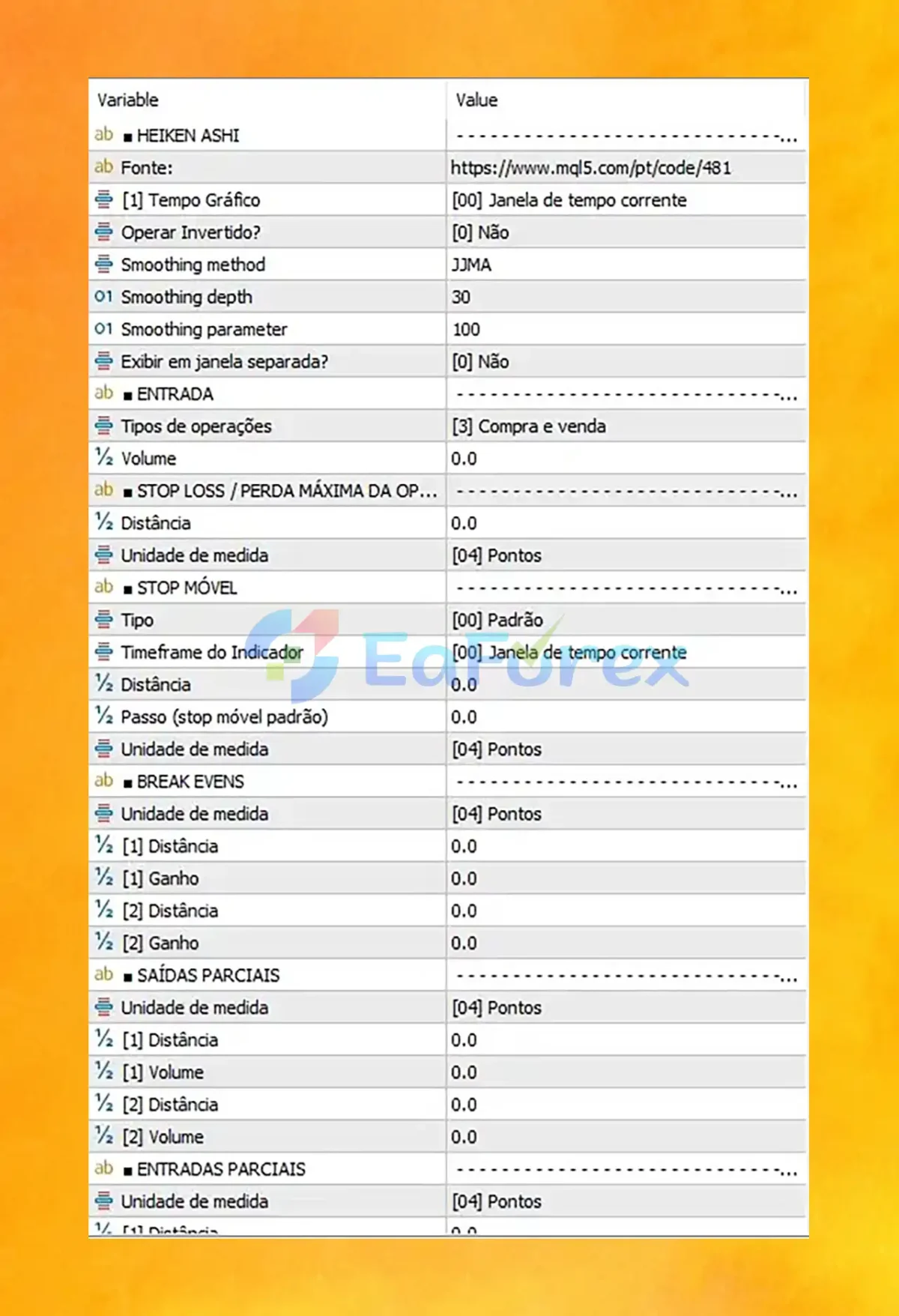 Boom 500 Index EA MT5 Settings Overview