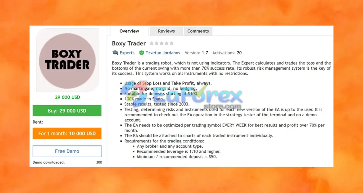 Boxy Trader EA MT4 Overview