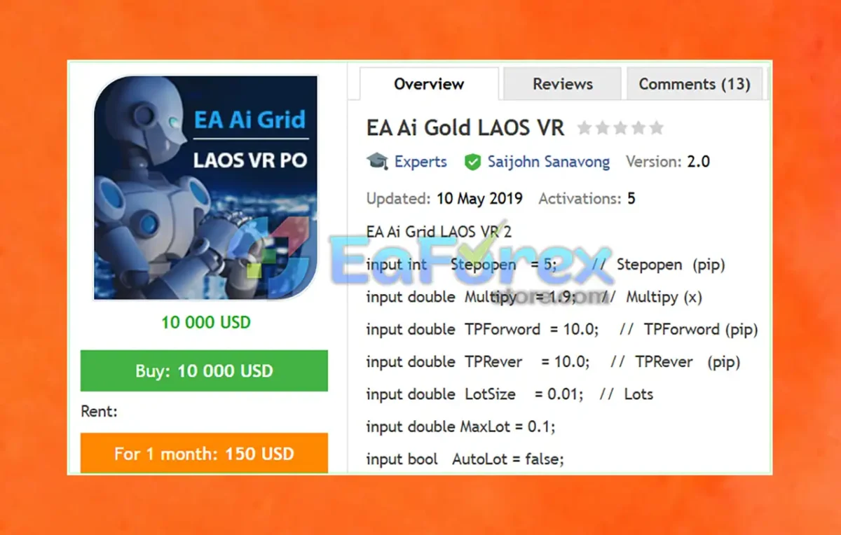 EA Ai Gold LAOS VR MT4 Overview