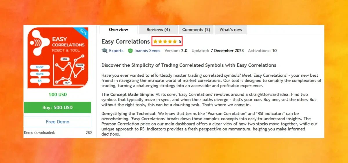 Easy Correlations EA MT5 Overview