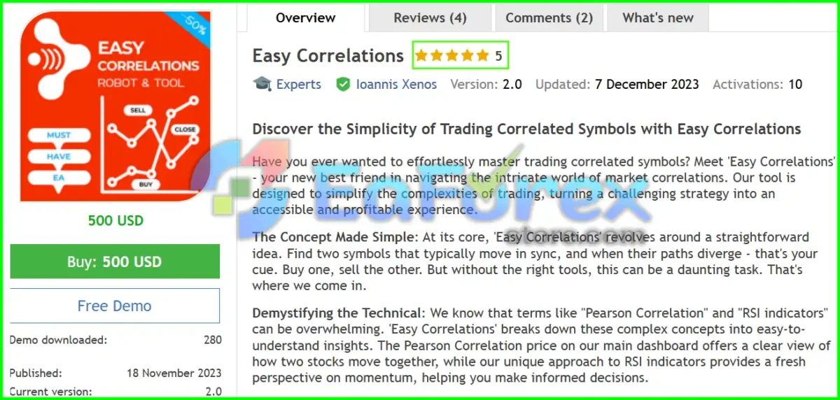 Easy Correlations EA MT5 Overview