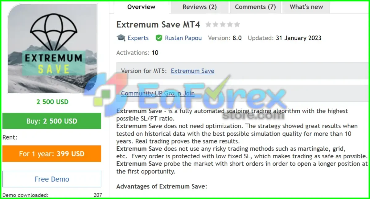 Extremum Save MT4 Overview