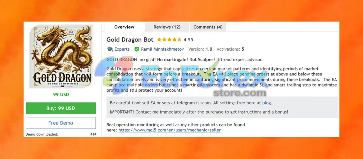 Gold Dragon Bot MT4 Overview