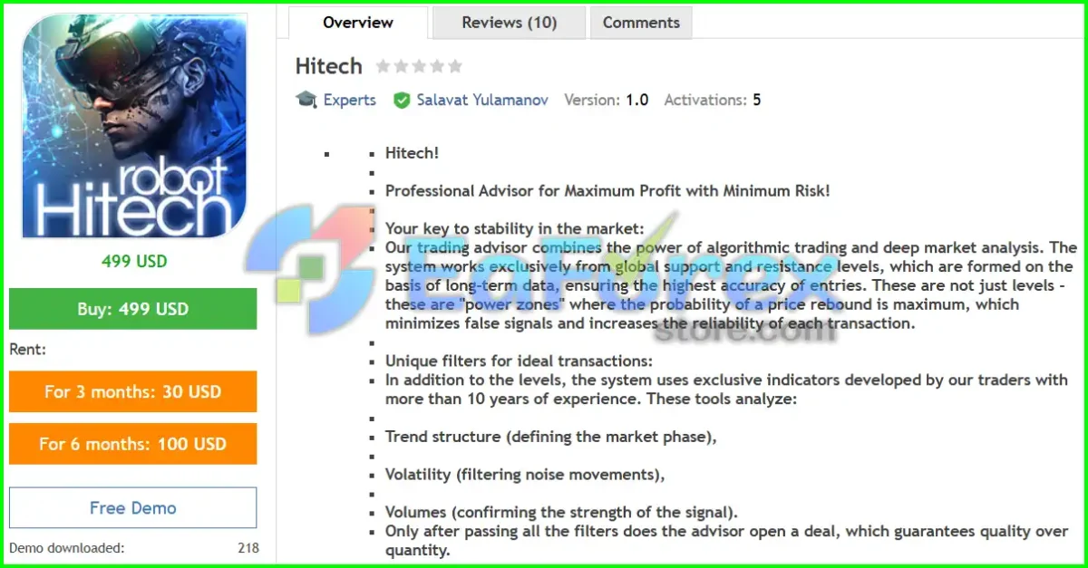 Hitech EA MT4 Overview