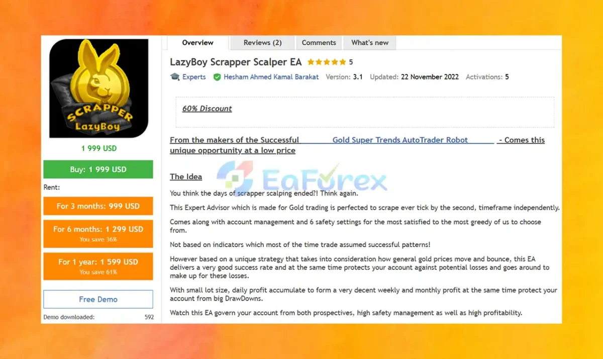 LazyBoy Scrapper Scalper EA MT5 Overview