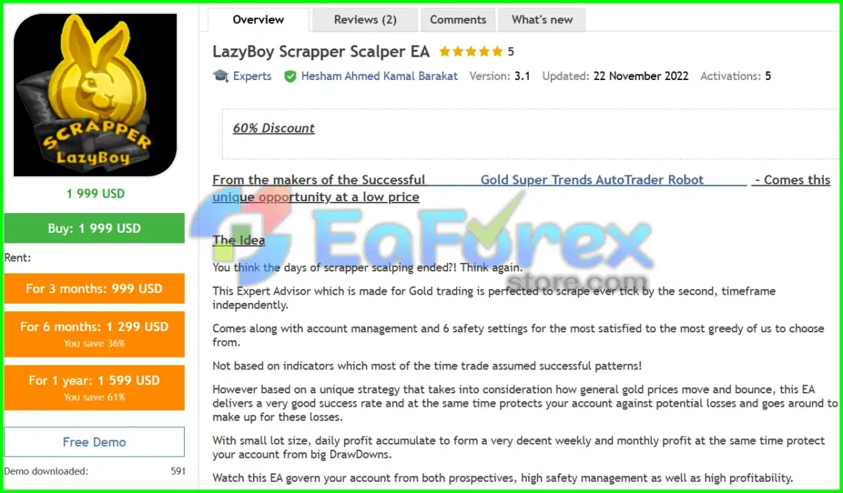 LazyBoy Scrapper Scalper EA MT5 Overview