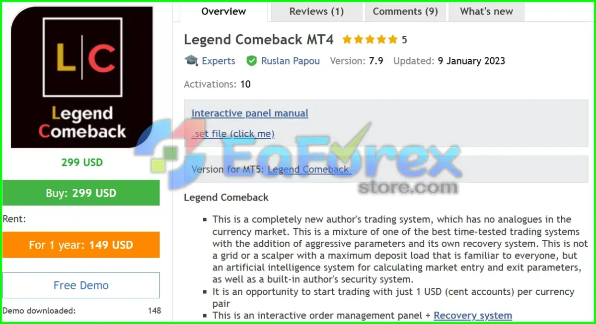 Legend Comeback MT4 Overview