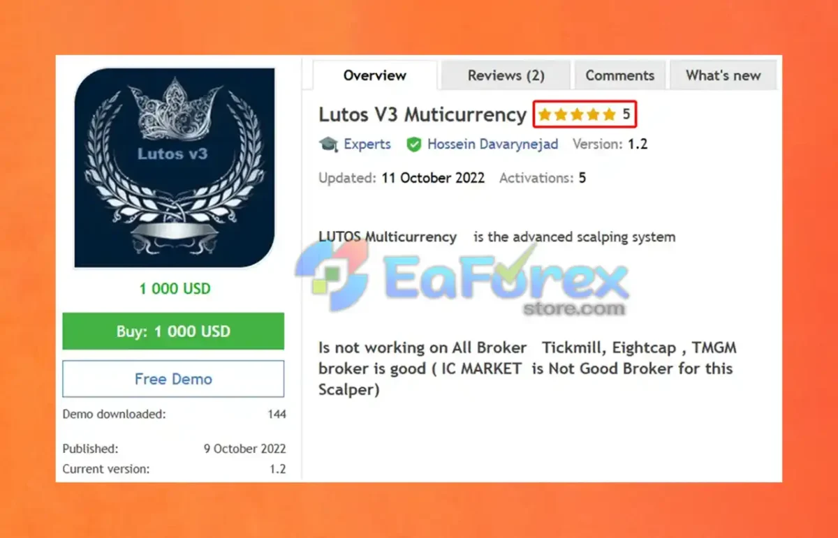 Lutos V3 Muticurrency EA Overview