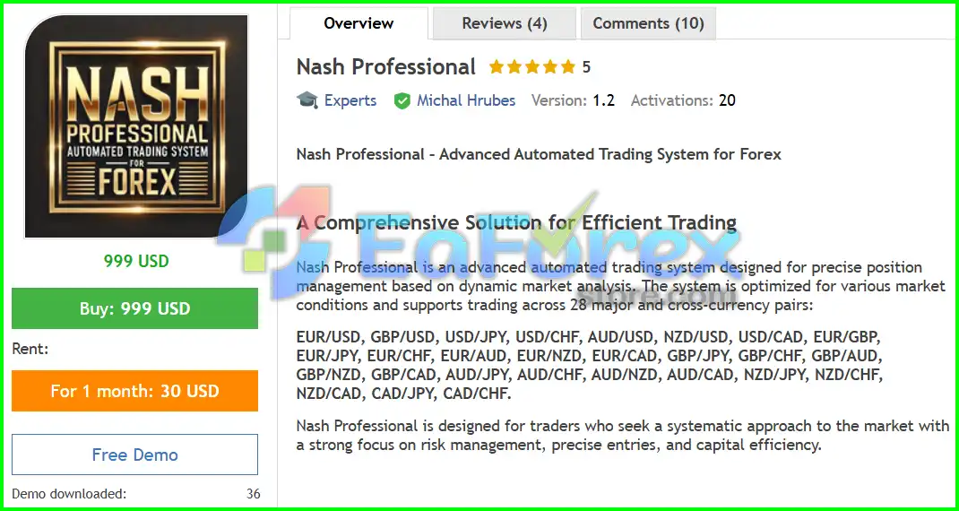 Nash Professional EA MT4 Overview