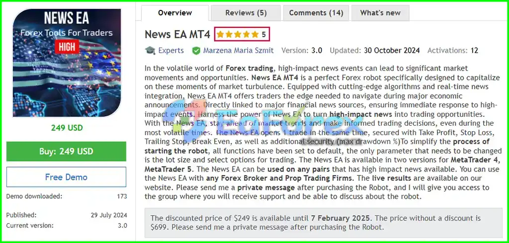News EA MT4 Overview