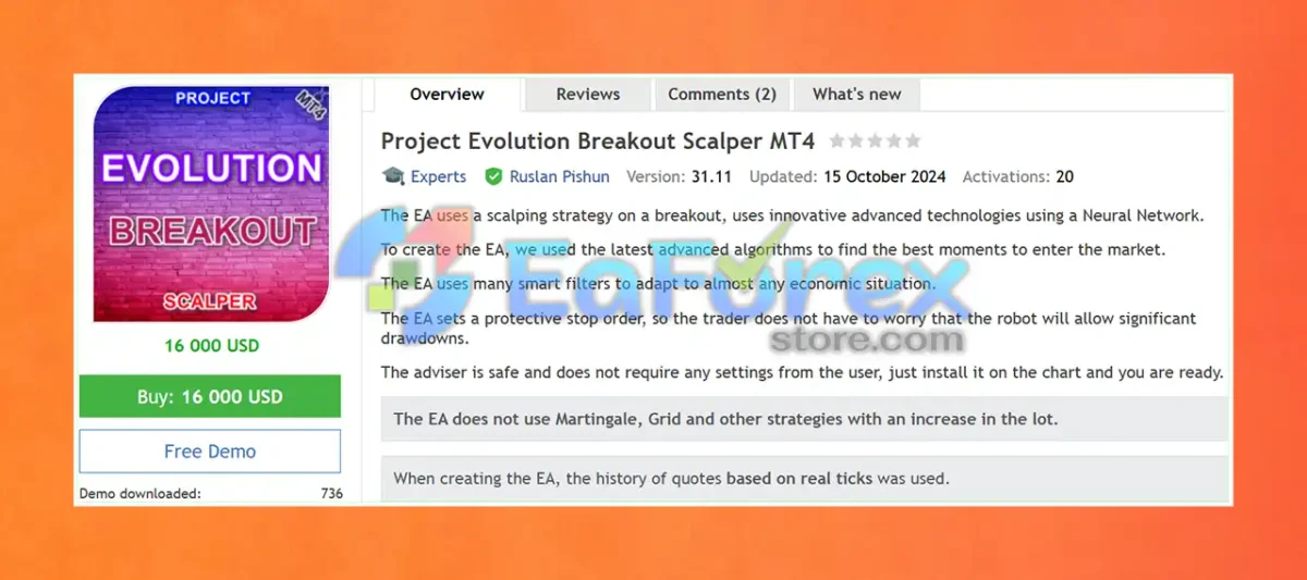 Project Evolution Breakout Scalper MT4 Overview
