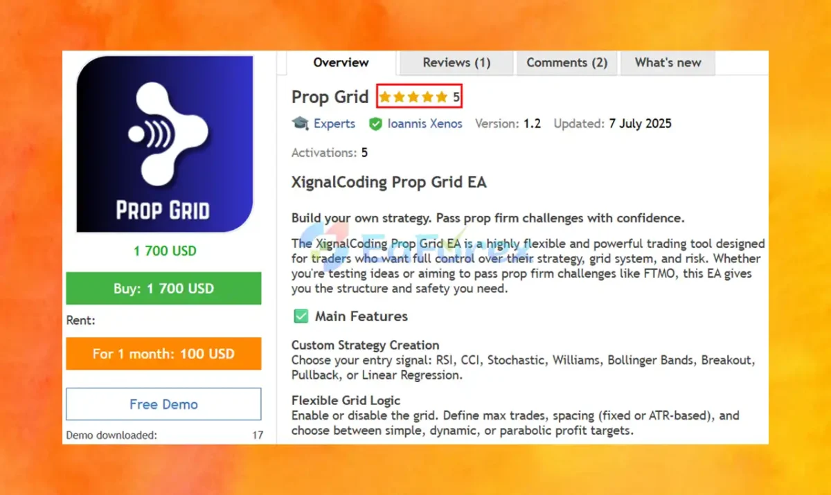 Prop Grid EA MT5 Overview
