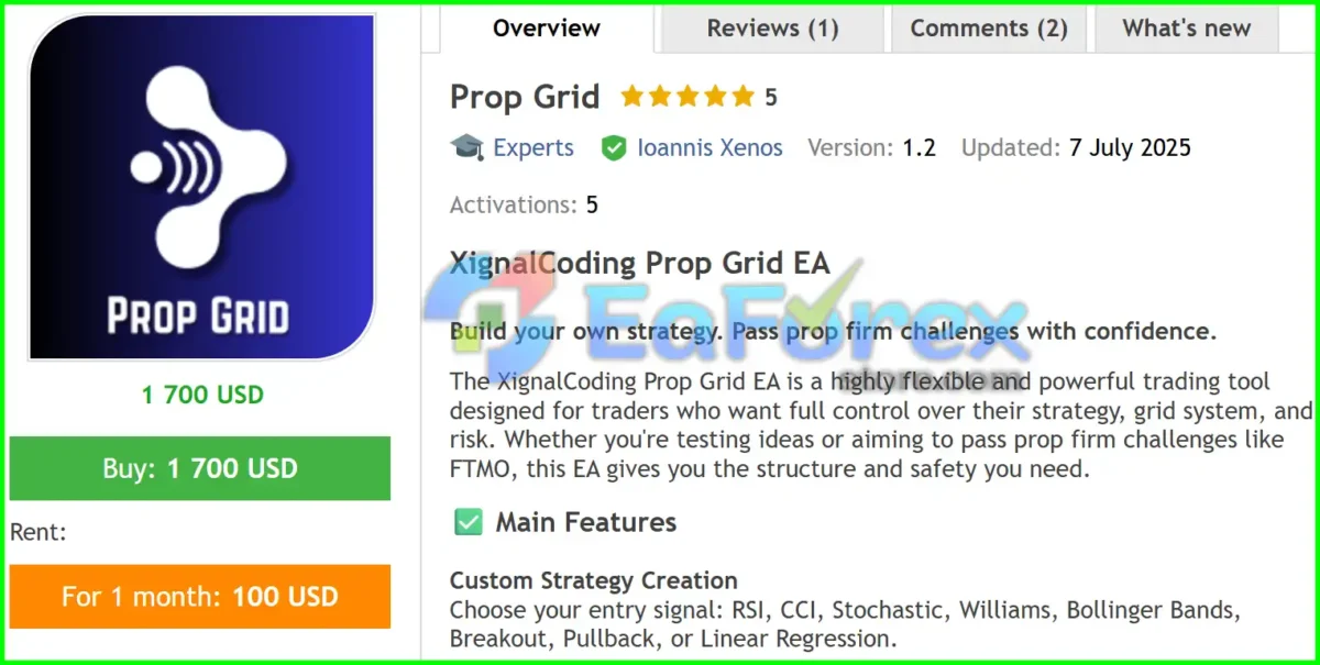Prop Grid EA MT5 Overview