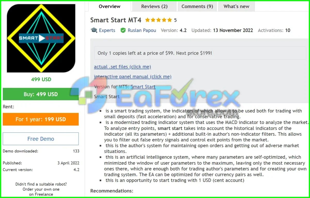 Smart Start MT4 Overview