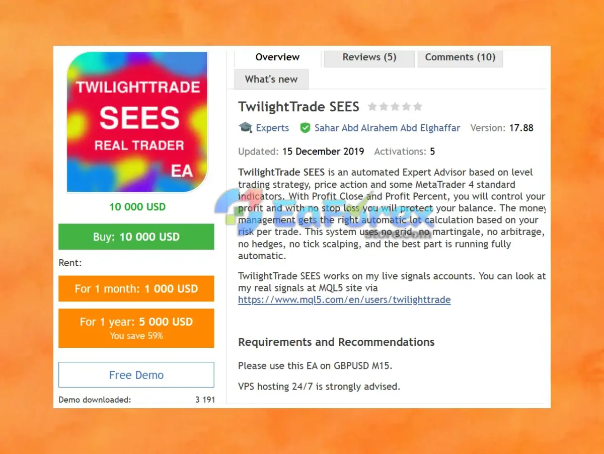 TwilightTrade SEES EA MT4 Overview