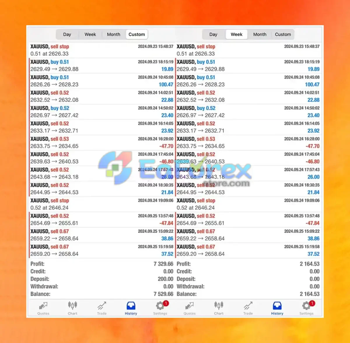 Z4scalp MT4 real trading results