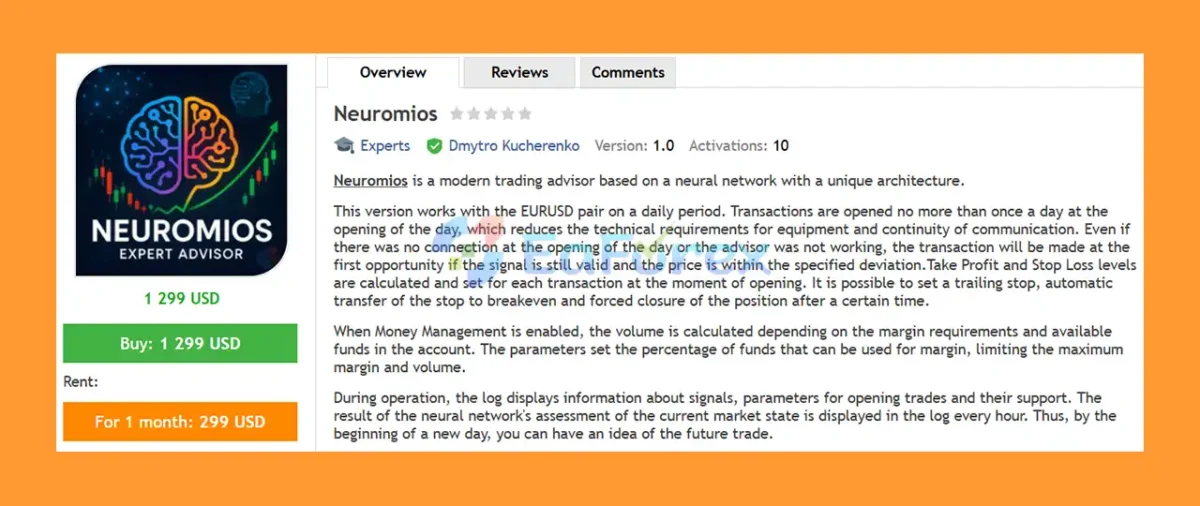 Neuromios EA MT5 Overview