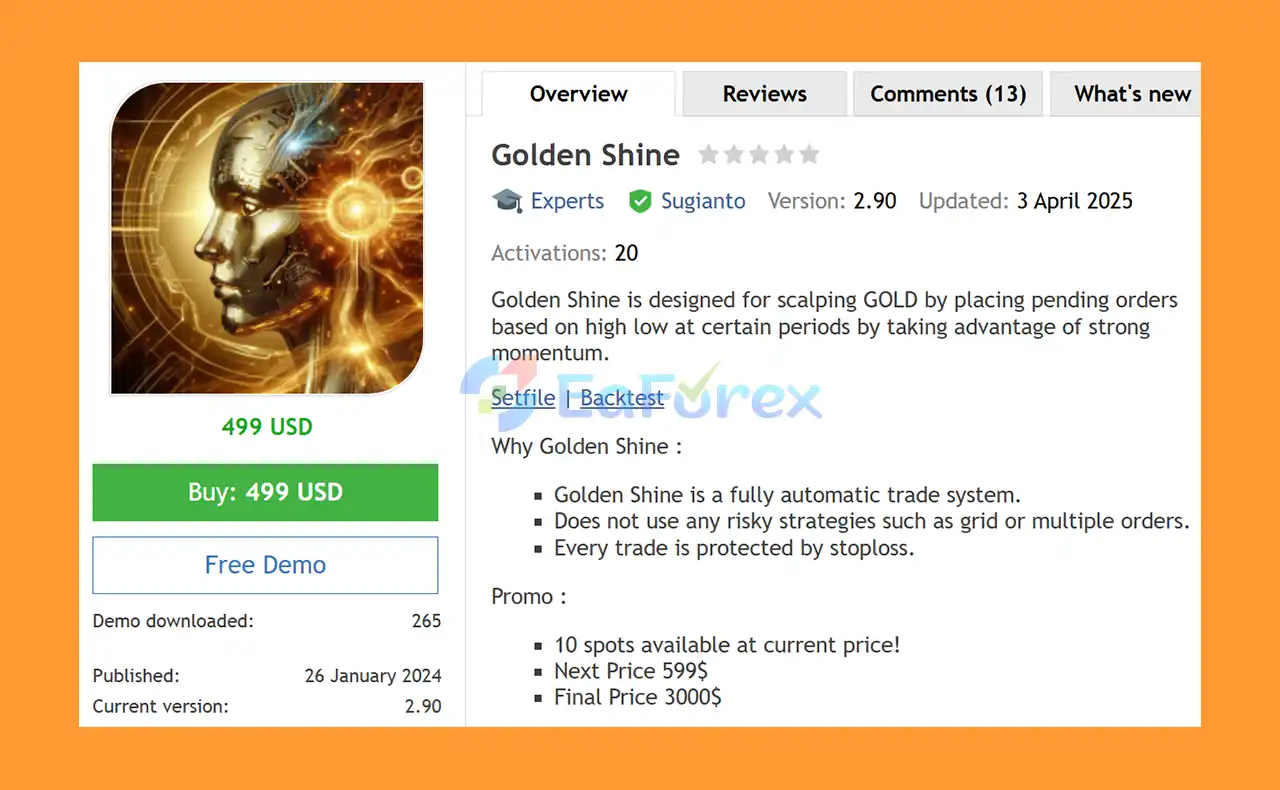 Golden Shine EA MT5 Overview