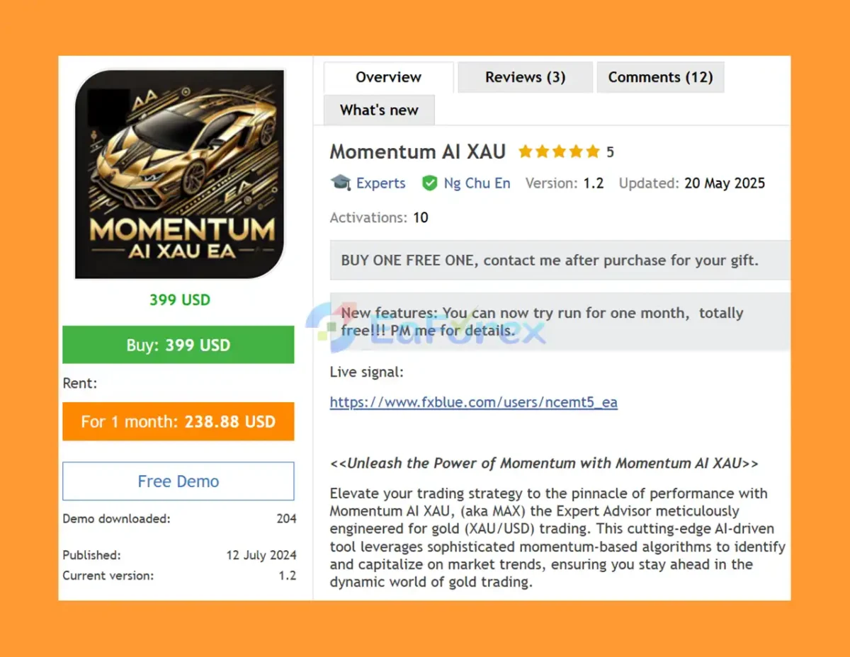 Momentum AI XAU EA Overview