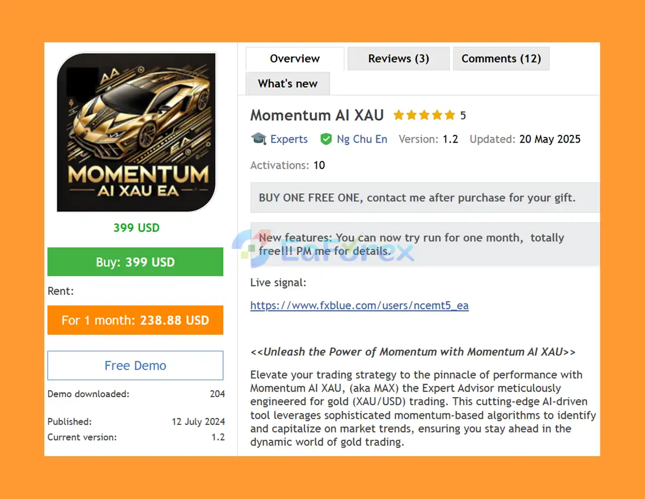 Momentum AI XAU EA Overview