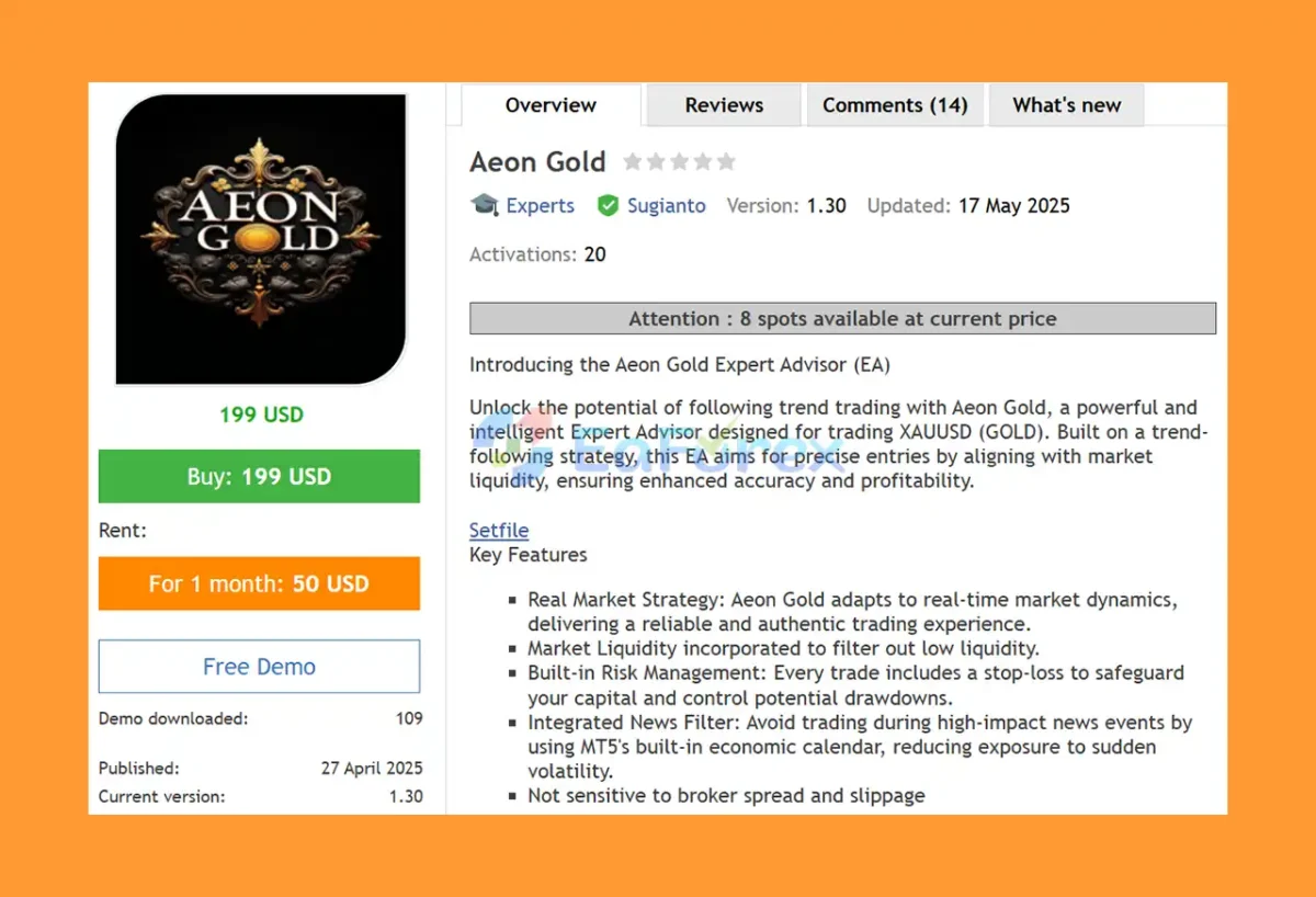 Aeon Gold EA MT5 Overview