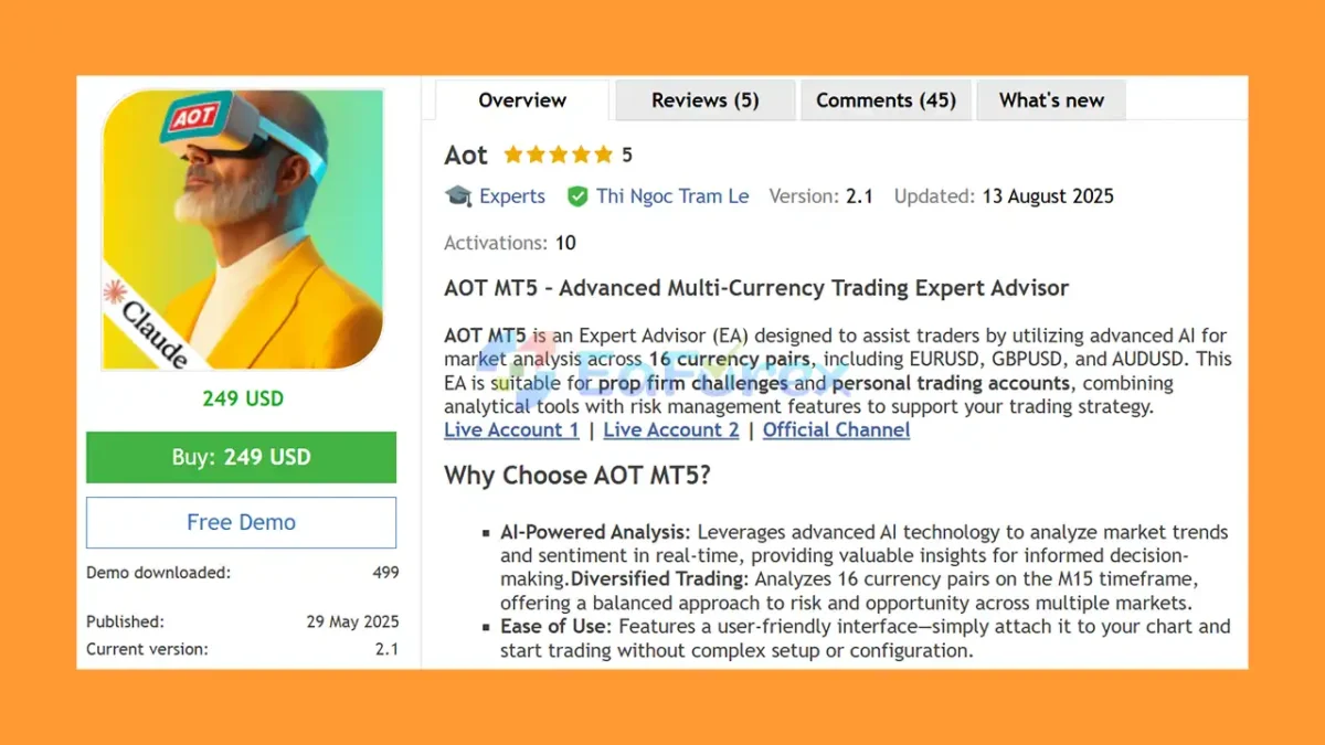 Aot EA MT5 Overview