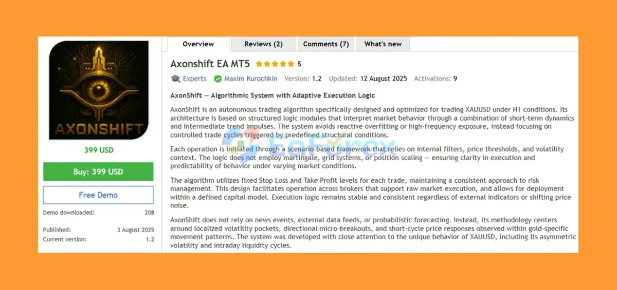 Axonshift EA MT5 Overrview