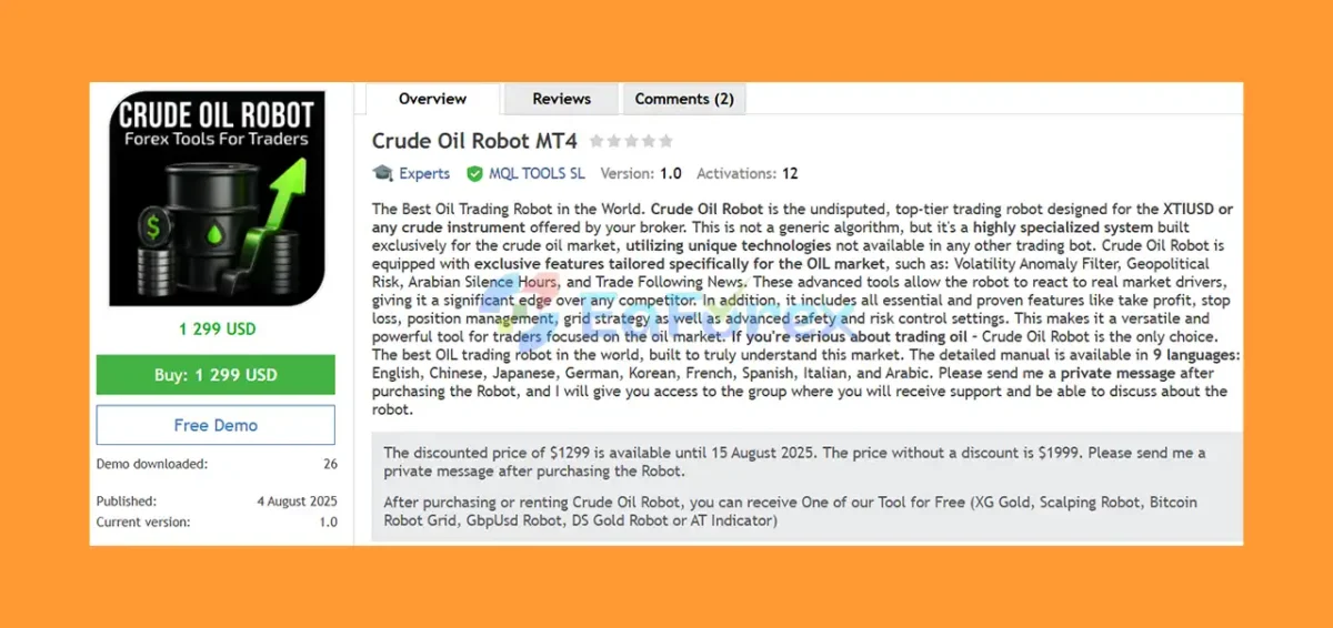 Crude Oil Robot MT4 Overview
