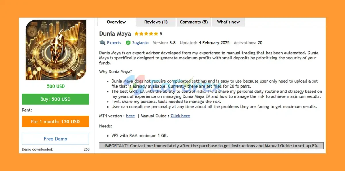 Dunia Maya EA MT5 Overview
