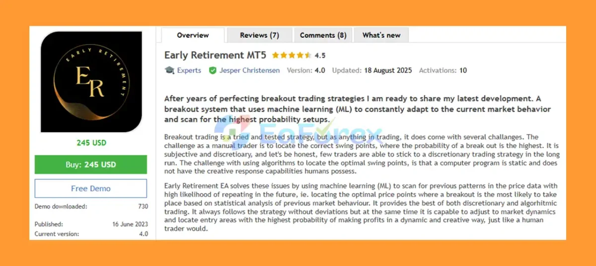 Early Retirement MT5 Overview