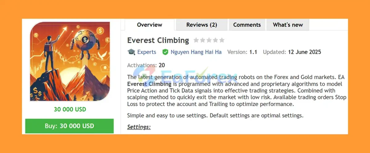 Everest Climbing EA MT4 Overview