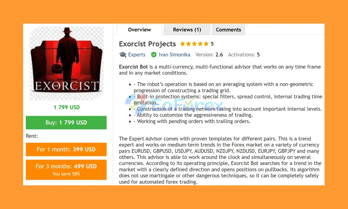 Exorcist Projects EA MT4 Overview