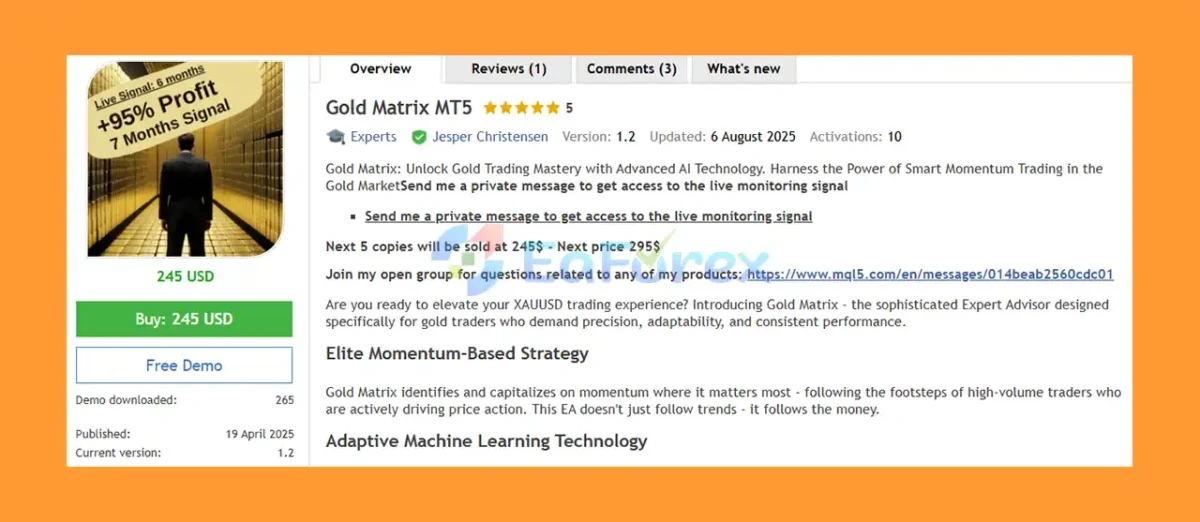 Gold Matrix MT5 Overview