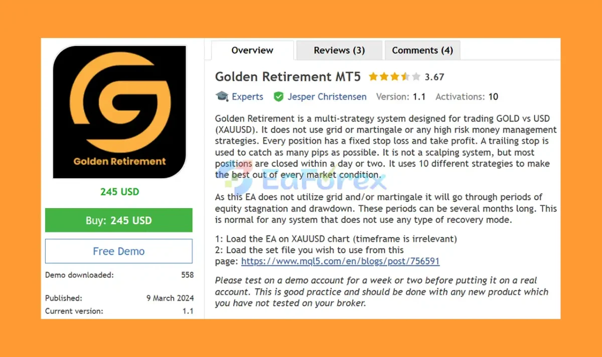 Golden Retirement MT5 Overview
