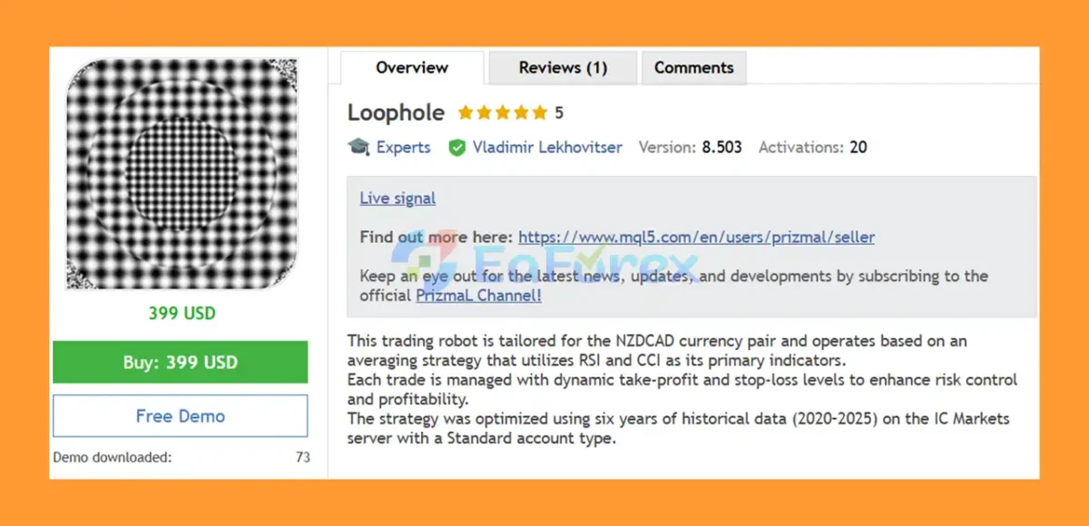 Loophole EA MT5 Overview
