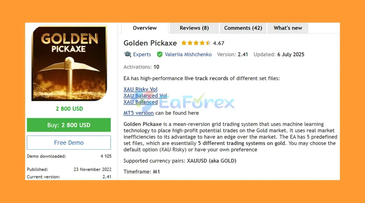 Golden Pickaxe EA MT4 Overview