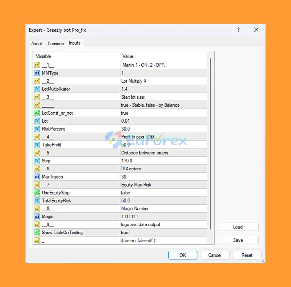 Greezly Bot Pro EA MT4 SETTING