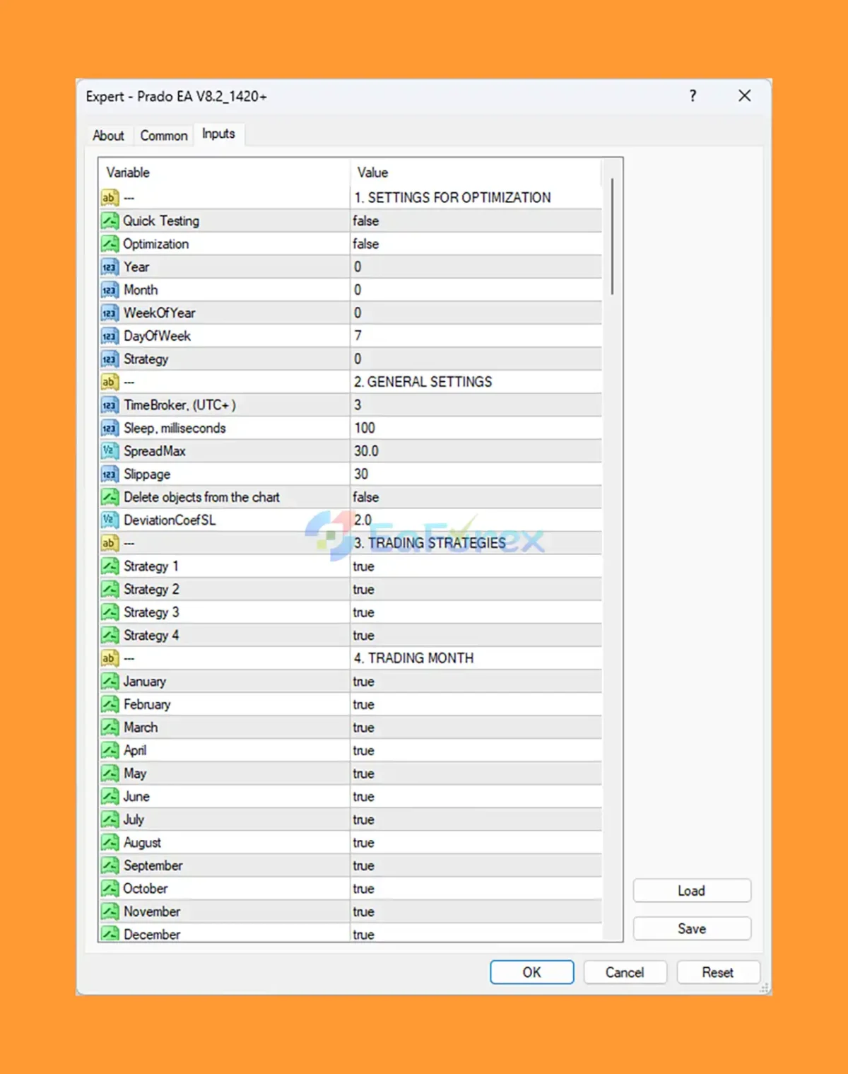 Prado EA v8.2 MT4 SETTING