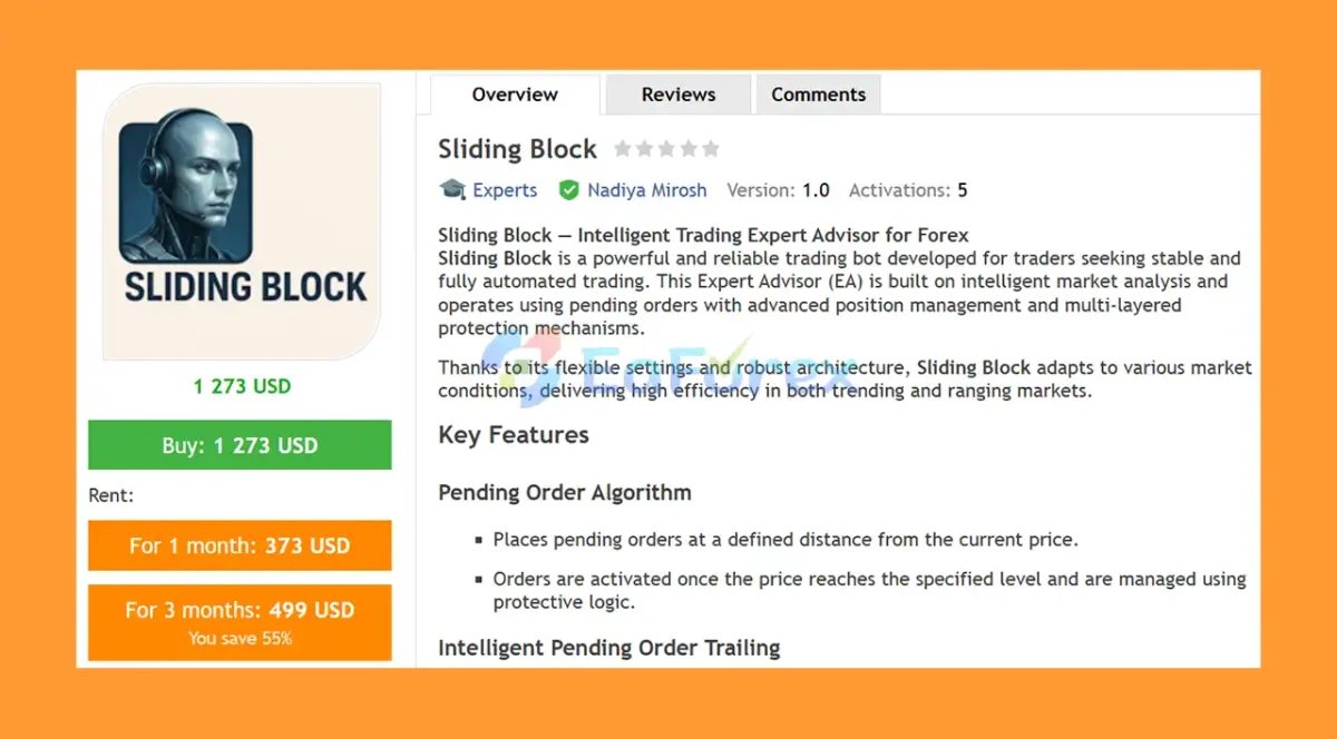 Sliding Block EA MT5 Overview