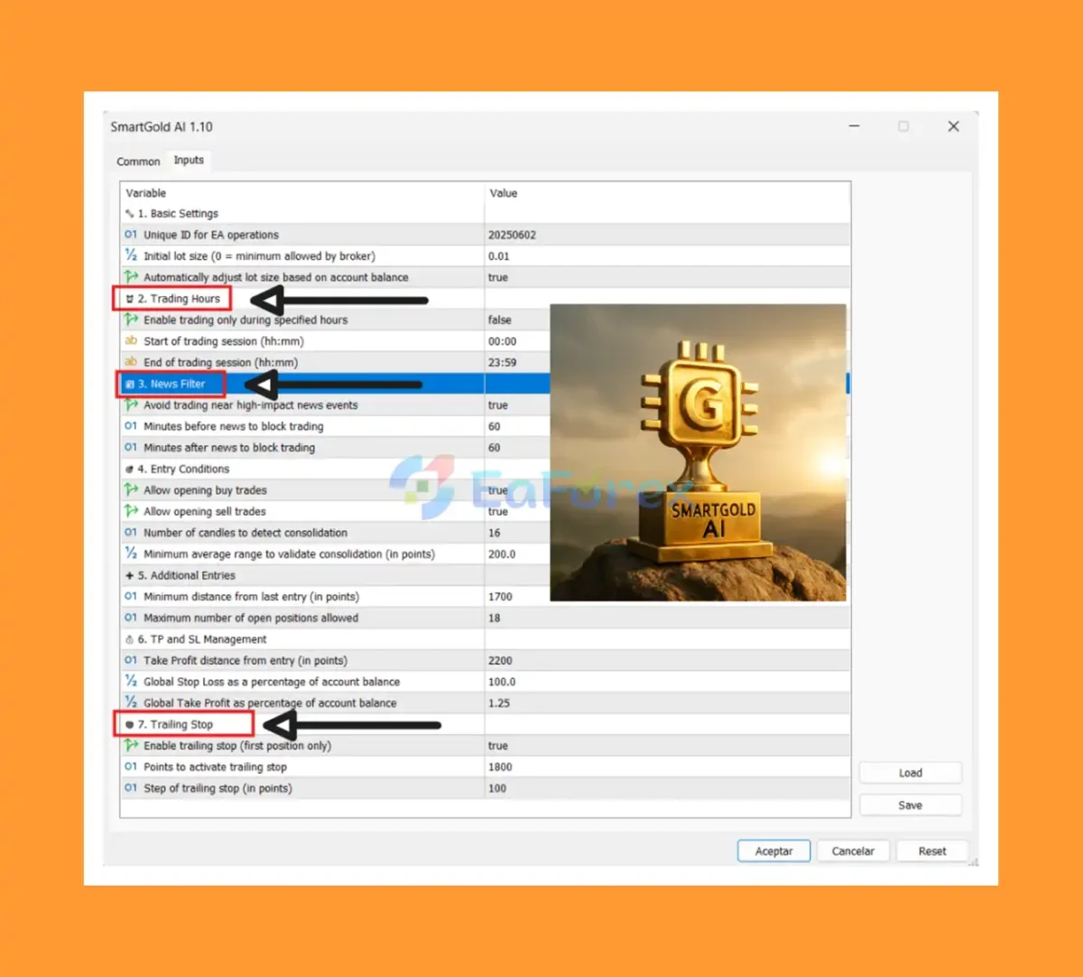 SmartGold AI EA Settings