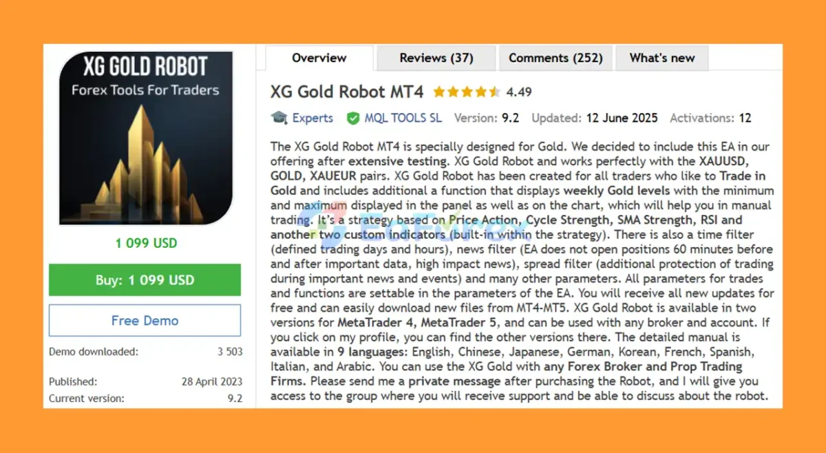 XG Gold Robot MT4 Overview