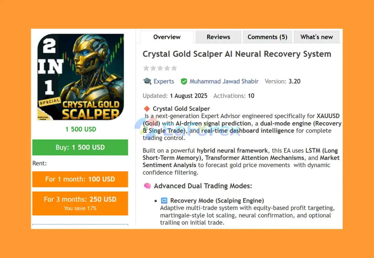 rystal Gold Scalper AI Neural Recovery System MT5 Overview
