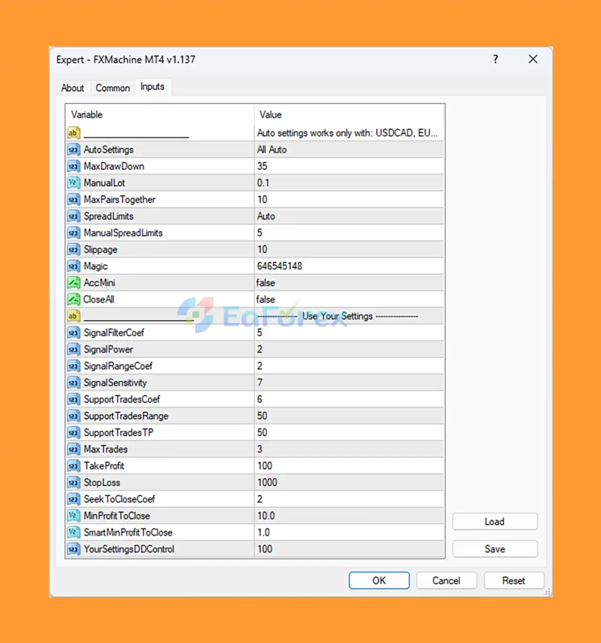 FXMachine MT4 setting
