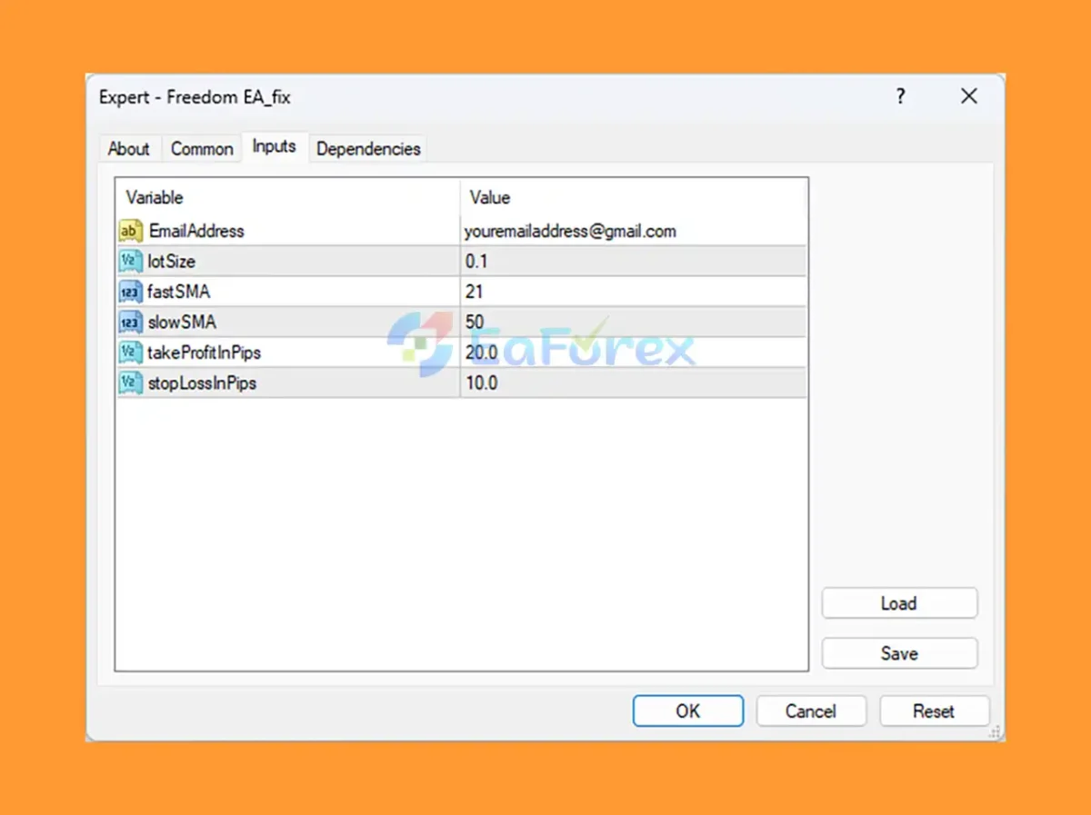Freedom EA MT4 setting