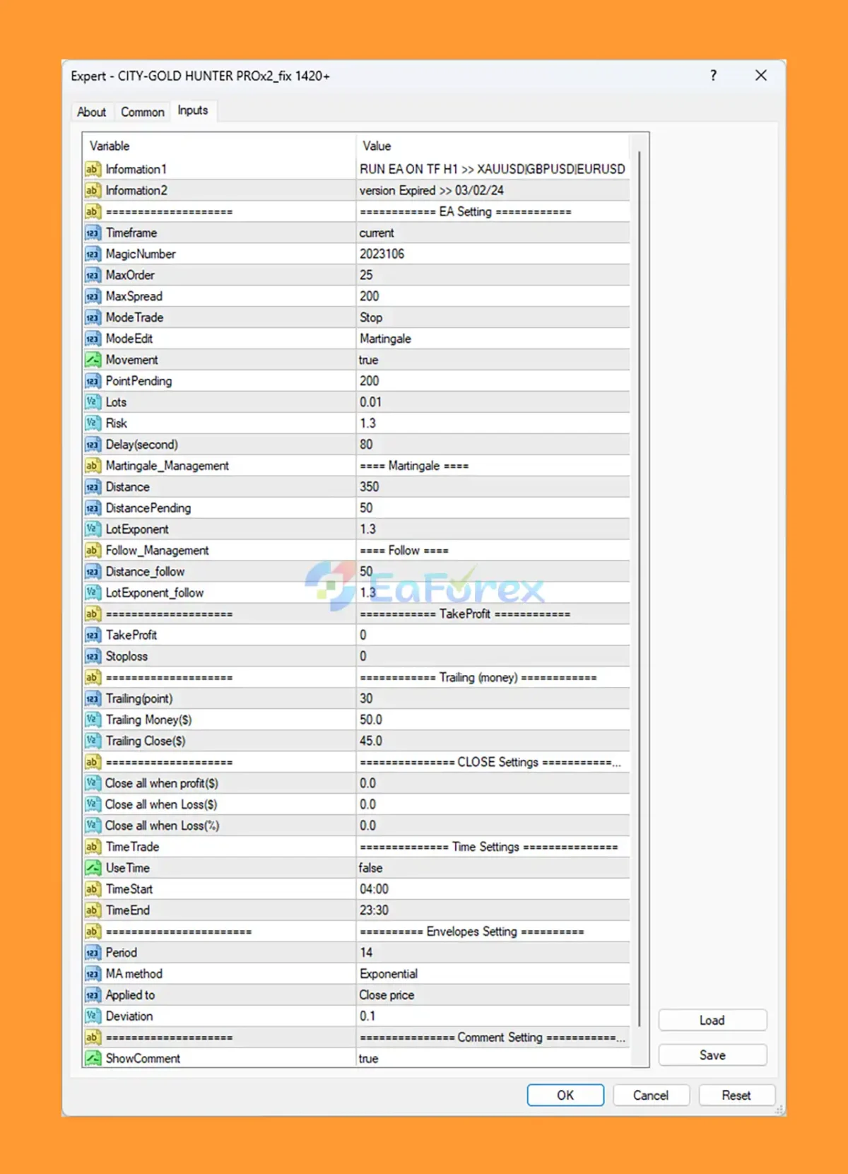 City Gold Hunter Pro X2 setting