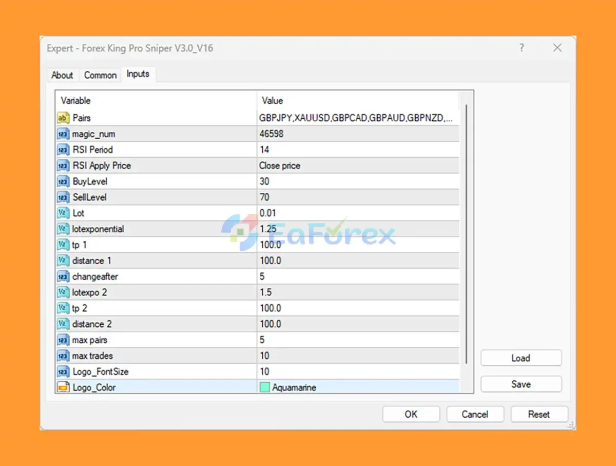 Forex King Pro Sniper EA MT4 setting