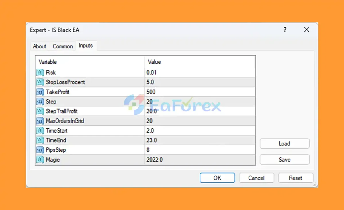 IS Black EA Source Code MQ4 setting
