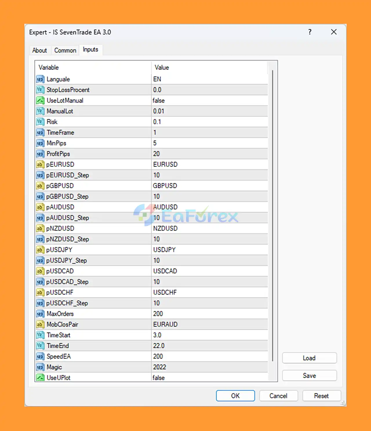 IS SevenTrade EA v3.0 Source Code MQ4 setting