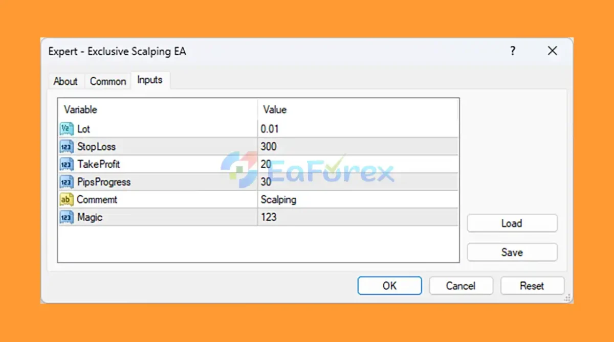 Exclusive Scalping EA setting